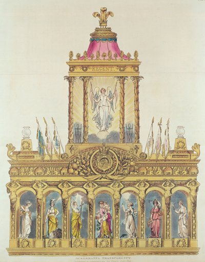 Ackermanns Transparenz, Juni 1814 (Farbradierung & Aquatinta) von English School